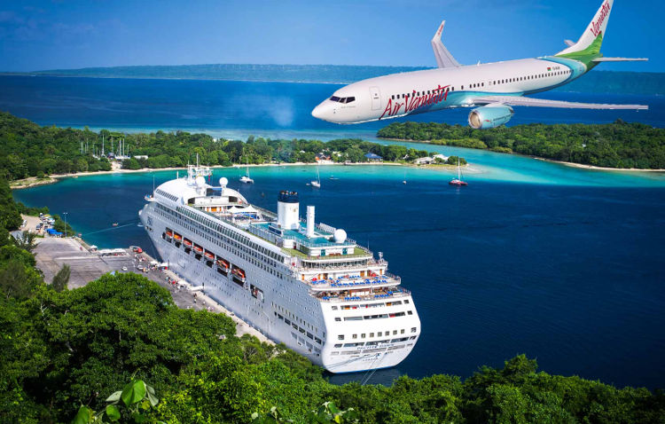 Air Vanuatu's brand new Boeing NGB737-800 and Pacific Dawn Cruise Ship