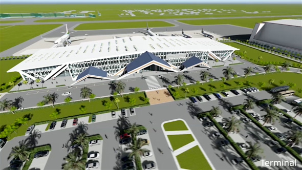 An architectural rendering of the proposed new terminal building for Bauerfield International Airport.