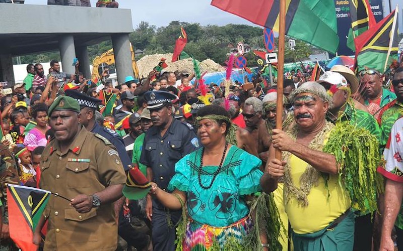 Thousands march through Port Vila to mark Vanuatu's independence